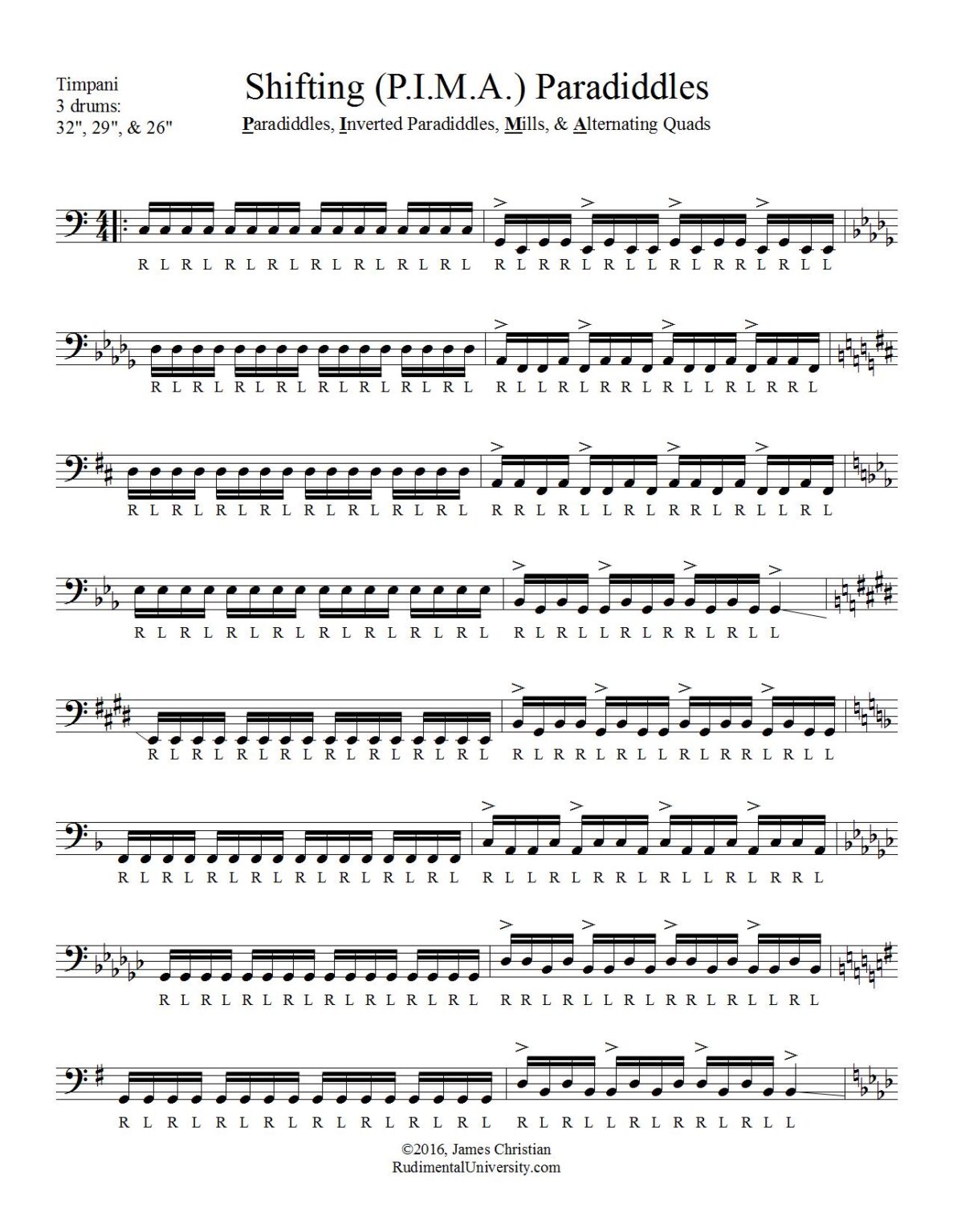 Timpani Exercise Shifting Paradiddles Rudimental University Press